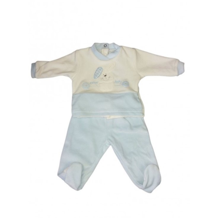 Completo 2pz ciniglia bimbo neonato Pastello panna beige 0 - 1 mese