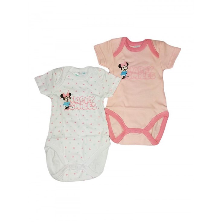 Bi-pack body bodino bimba neonata mezza manica Disney baby Minnie 1 m