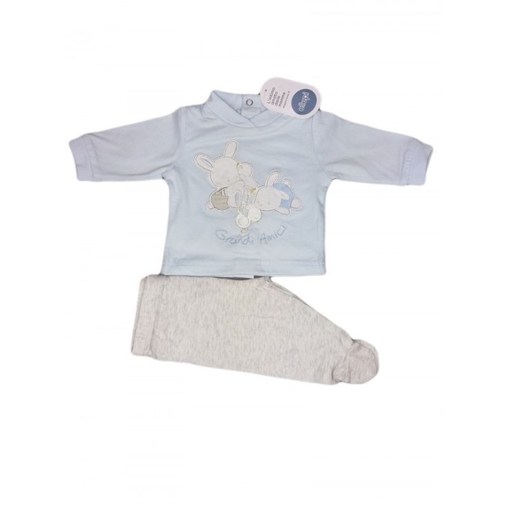 Completo 2pz cotone bimbo neonato Ellepi cielo grigio 1 m