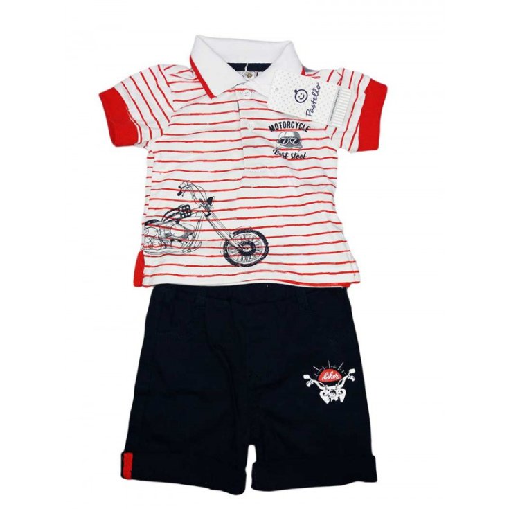 Completo maglia maglietta pantaloncino bimbo neonato Pastello rosso 12-18 mesi