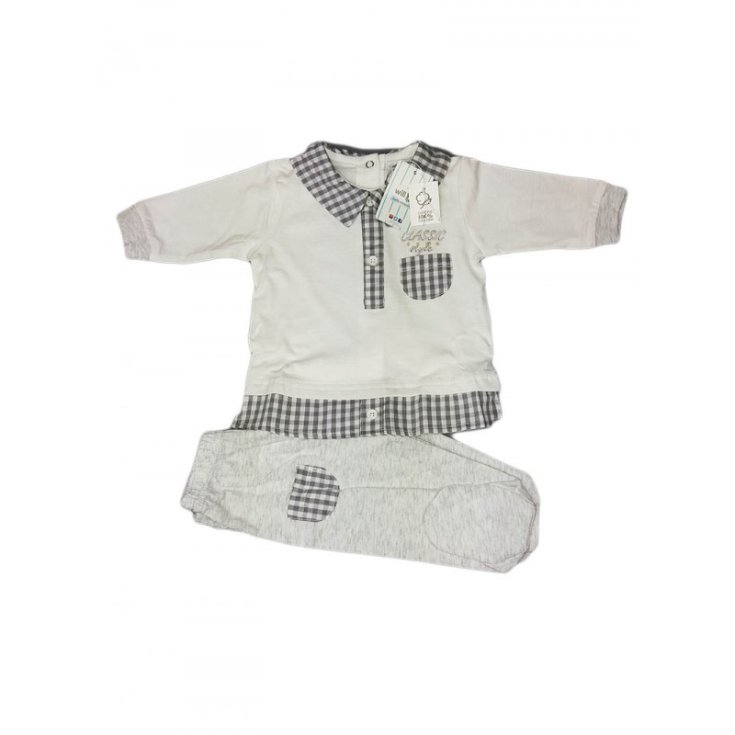 Completo 2pz maglia e ghettina bimbo neonato Will B bianco grigio 1 - 3 mesi