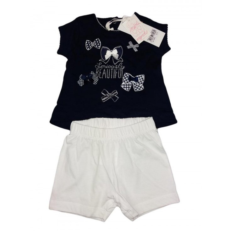 Completo maglia maglietta pantaloncino bimba neonato Dodipetto Mignolo blu 3 m
