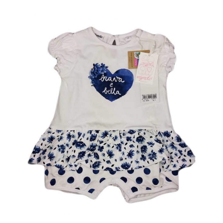 Pagliaccetto tutina bimba neonato mezza manica bianco blu Dodipetto Mignolo 3 m