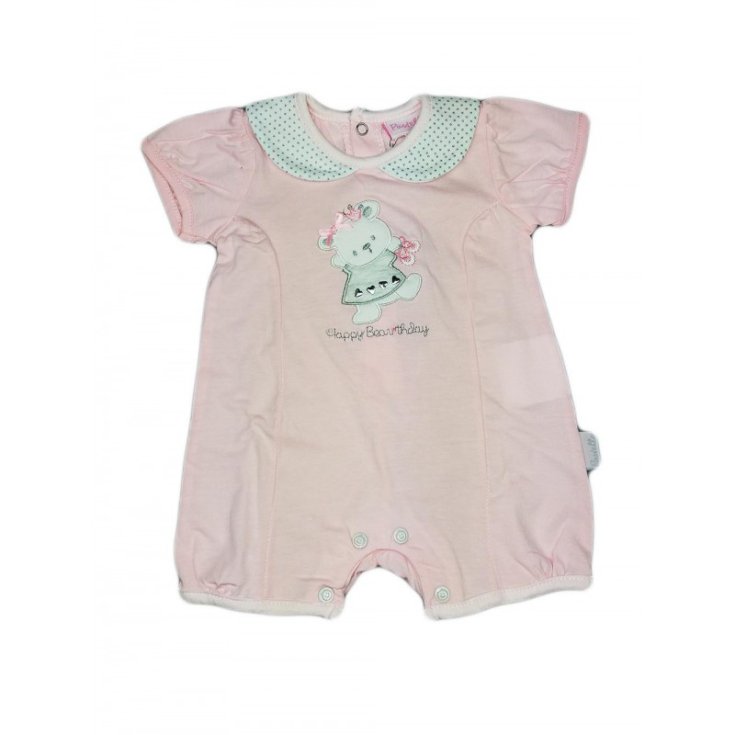 Pagliaccetto tutina bimba neonato mezza manica Pastello rosa 1 - 3 mesi