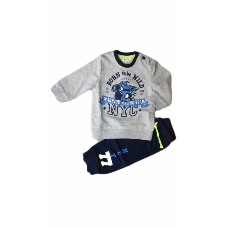 Completo tuta 2pz maglia maglietta pantalone bimbo neonato Dodipetto Mignolo grigio blu 18 m