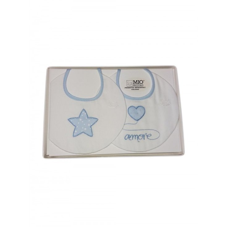 Confezione regalo 2 pz bavetta bavaglini bavagli bimbo neonato cotone Mio piccolo TU
