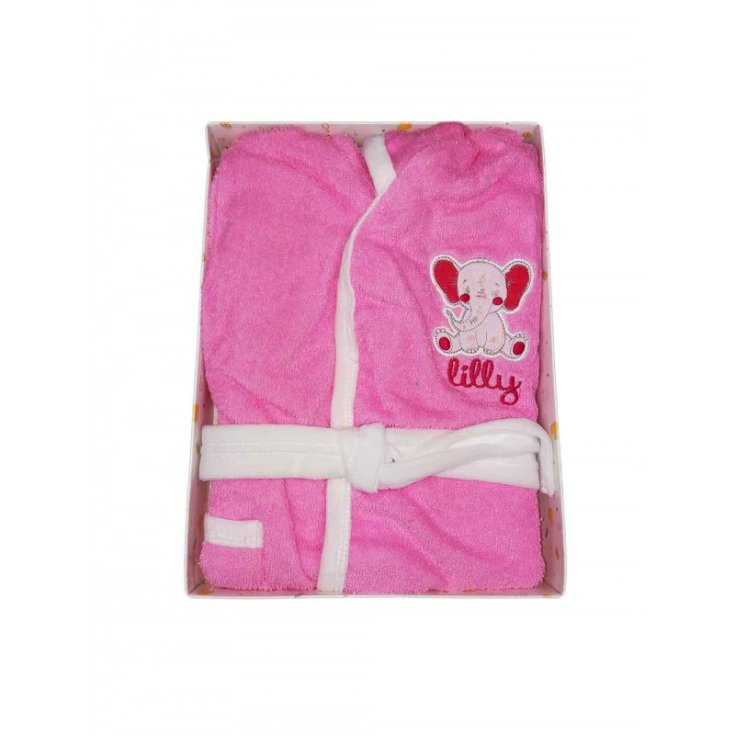 Accappatoio spugna cotoneEllepi bimba neonato rosa 12 m