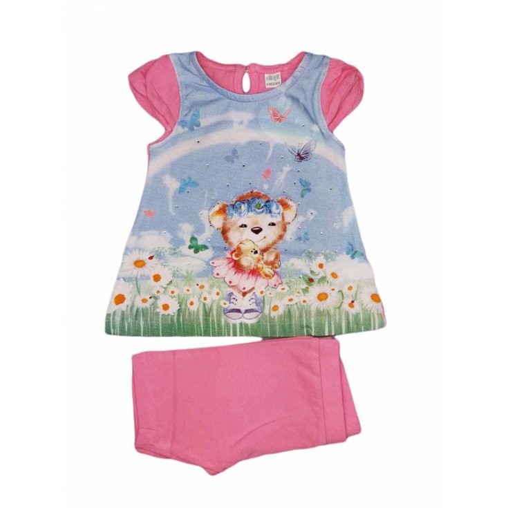 Completo maglia maglietta pantaloncino bimba neonatoEllepi rosa 3 m