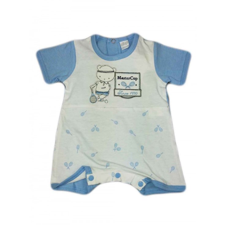 Pagliaccetto tutina bimbo neonato mezza manica Ellepi bianco cielo 6 m