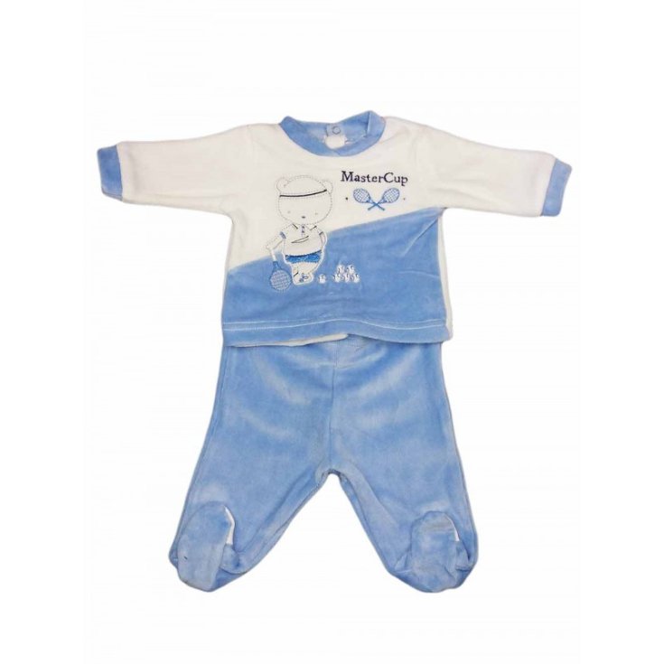 Completo 2pz ciniglia bimbo neonato Ellepi panna cielo 0 m