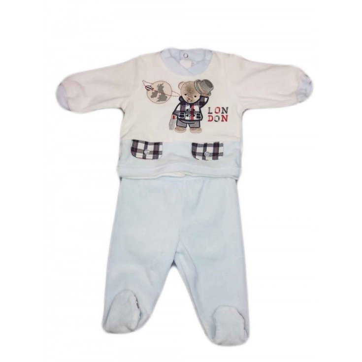 Completo 2pz ciniglia bimbo neonato Ellepi panna cielo 3 m