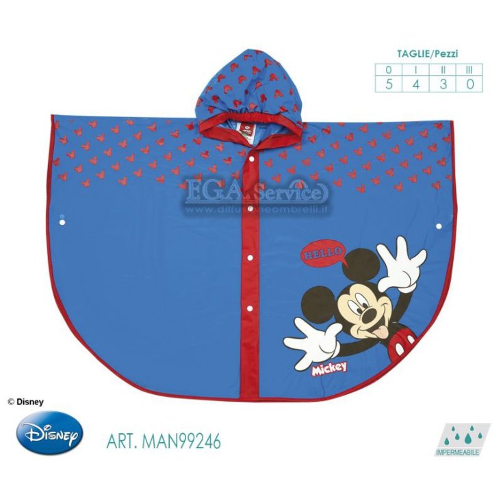 Mantellina pioggia poncho impermeabile bimbo bambino Disney Mickey azzurro 5-7A