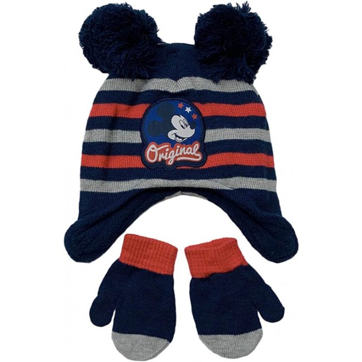 Cappello paraorecchie con muffole bimbo Disney Mickey blu tg 50