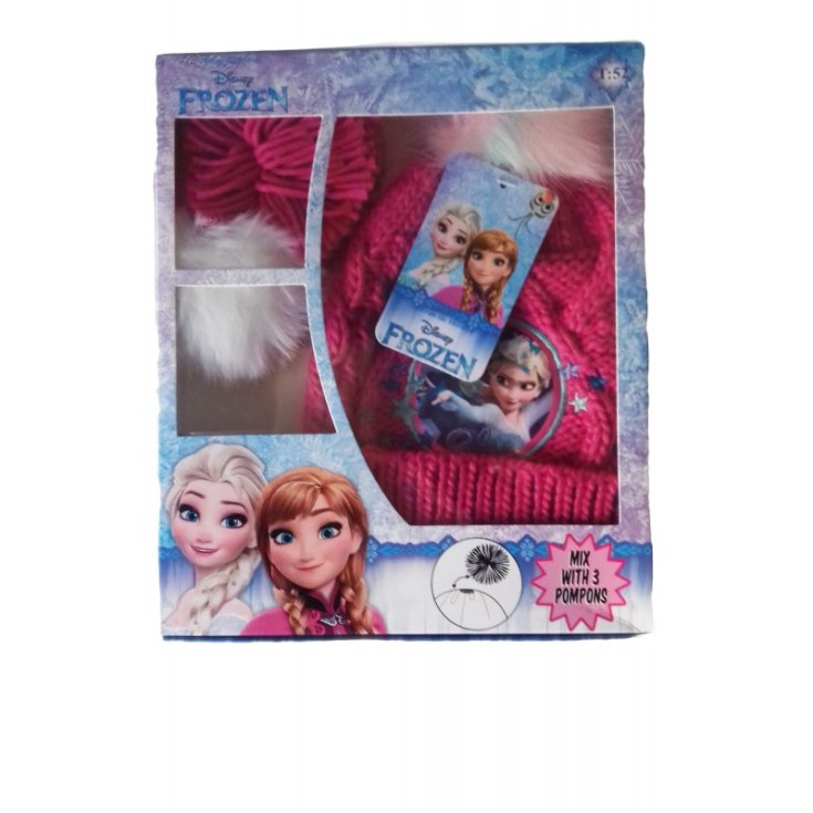 Cappello bambina Disney Frozen 3 pompons fucsia tg 52