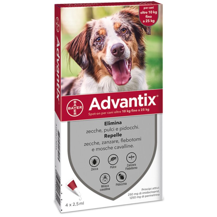 Advantix Spot-On 4 Pipette - Rosso 10 - 25 Kg